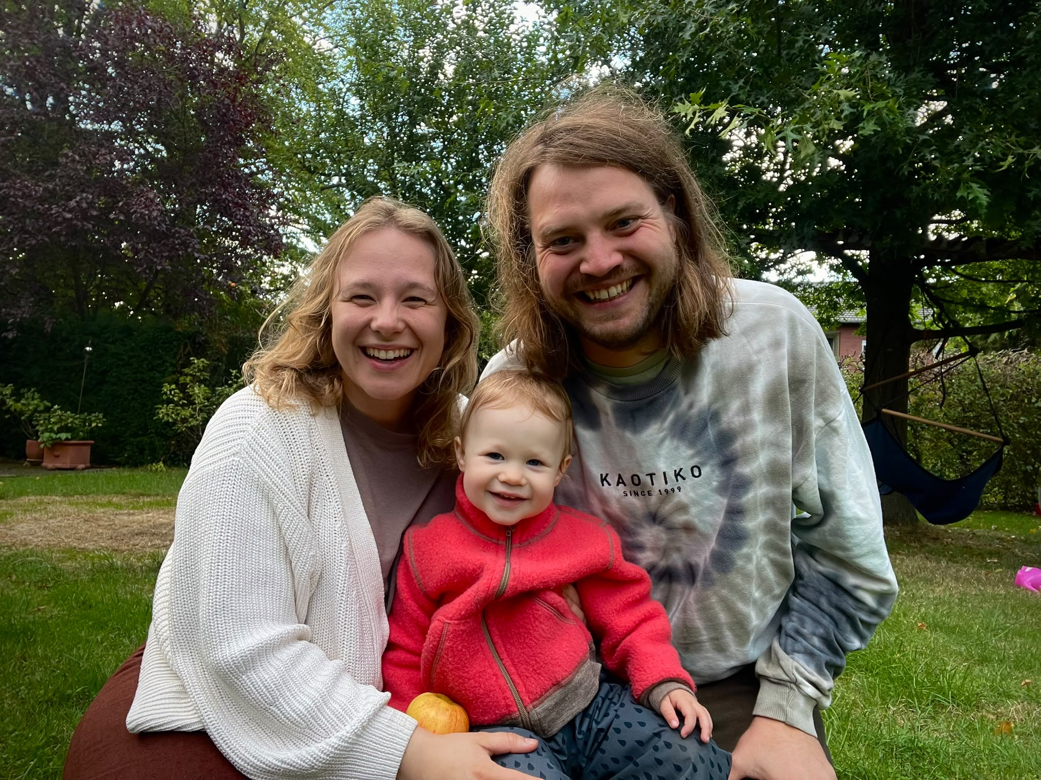 David, Hannah and Frieda in the garden